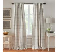 Elrene Windowpane - Paneles de Cortina Opaca a Cuadros para Sala, Dormitorio, Comedor, poliéster, Gris, 52 Pulgadas de Ancho x 84 Pulgadas de Largo (Paquete de 1)