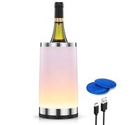 Elrigs Enfriador de vino con lámpara táctil Ambient RGB recargable, enfriador de botellas para 750 ml, ideal como regalo de vino para hombres