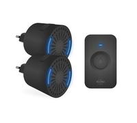 ELRO DB2000 Timbre inalámbrico con Dos receptores enchufables compactos - Alcance 200 Metros - IP65 Resistente al Agua - 64 melodías - Negro