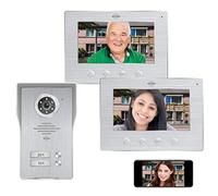 ELRO DV477IP2 Videoportero IP WiFi - 2 familias - con 2 Pantallas a Color de 7 Pulgadas - Color Night Vision - Vista en Vivo y comunicación a través de la aplicación, Aluminio Cepillado