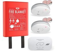 ELRO FF0404 Brandschutzset - 2X Rauchmelder mit 5 Jahre Batterie und Magnetklebe - CO-Melder mit 10 Jahre Sensor - Löschdecke Hardcover 1,2m x 1,2m