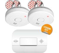 ELRO FF1840 Kit contra Incendios - 2 Detectores de Humo Blancos con Montaje Magnético y Batería 5 Años - Detector CO Blanco con Sensor 10 Años - Alimentado por Baterías