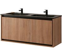 ELS BANYS Conjunto baño 120cm roble. Con 2 espejos led + lavabo resina negro
