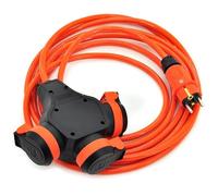 ELS Elektrotechnika Cable de extensión con 3 enchufes para exteriores con conexión a tierra, IP54 H07BQ-F 3G, 2,5 mm², extensión con 3 enchufes conectados a tierra, distribuidor exterior de 3 vías de