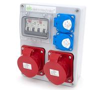 ELS Elektrotechnika Distribuidor de corriente para obras, distribuidor de pared Schuko, 2 x 230V + LS B16 y 2 CEE 32A + LS B32 cableado, para interiores y exteriores, talleres y fábricas IP44