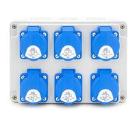 ELS Elektrotechnika Distribuidor de pared, 6 x 230 V, enchufe Schuko, IP54, distribuidor de corriente para construcción, listo para conectar, taller, garaje, IP44