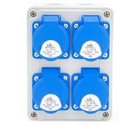 ELS Elektrotechnika Distribuidor de pared Schuko de 4 x 230 V. Distribuidor de corriente para interior/exterior, talleres y fábricas, armario para equipar con dispositivos modulares, carcasa vacía