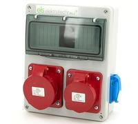 ELS Elektrotechnika Divisor de alimentación, dispensador de pared, caja vacía interna, 2 x 230 V y 1 x CEE 16 A y CEE 32 A, cableado, IP44, gabinete de control para montar con dispositivos modulares.