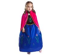 ELSA & ANNA Disfraz de princesa niña - Vestido de princesa para niña - Disfraz de reina de las nieves - Para fiestas, cumpleaños, cosplay y Halloween - 5-6 años (ANNA2)