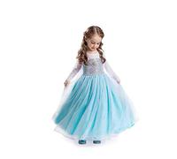 ELSA & ANNA Disfraz de princesa niña - Vestido de princesa para niña - Disfraz de reina de las nieves - Para fiestas, cumpleaños, cosplay y Halloween - 3-4 años (FR314)