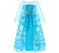 ELSA & ANNA Disfraz de princesa niña - Vestido de princesa para niña - Disfraz de reina de las nieves - Para fiestas, cumpleaños, cosplay y Halloween - 5-6 años (Dress206)