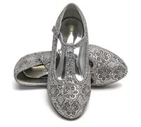 ELSA & ANNA niña Zapatos de princesa - 3 cm tacón - Zapatos de fantasía con brillos y cristales - Para fiestas, cumpleaños y cosplay - Tacones niña princesa (SIL21) (numeric_28)