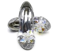 ELSA & ANNA Zapatos de princesa niña - 3 cm tacón - Zapatos de fantasía con brillos y cristales - Para fiestas, cumpleaños y cosplay - Tacones niña princesa (SIL15)