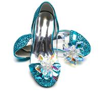 ELSA & ANNA Zapatos de princesa niña - 3 cm tacón - Zapatos de fantasía con brillos y cristales - Para fiestas, cumpleaños y cosplay - Tacones niña princesa (BLU14)