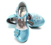 ELSA & ANNA Zapatos de Princesa niña - 3 cm tacón - Zapatos de fantasía con Brillos y Cristales - para Fiestas, cumpleaños y Cosplay - Tacones niña Princesa (BLU11)