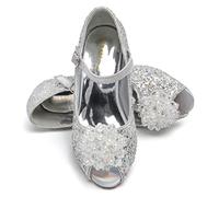 ELSA & ANNA Zapatos de princesa niña - 3 cm tacón - Zapatos de fantasía con brillos y cristales - Para fiestas, cumpleaños y cosplay - Tacones niña princesa (SIL24)