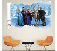 Elsa con amigos Frozen The Ice Princess Pegatinas de pared Guardería Calcomanía Decoración Decoración de bebé Niños Cuarto Pegatina de pared extraíble Mural