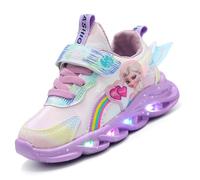 Elsa Shoes - Zapatos luminosos, zapatillas for niña con cierre de MAGIC TAPE, en color rosa y morado, tallas 21-35 EU, transpirables, antideslizantes, primavera, verano y otoño(Púrpura,22 EU)