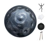 Elsebal Handpan D Minor 10-Note 440Hz Adult Steel Hand Drums (Gold) with Handpan Drum Bag, 2 test Mallets, Hand Drum Stand,Music Note Stickers, Mantenimiento de aceite y Wiping Cloth (Black Storm