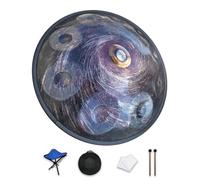 Elsebal Handpan D Minor 10-Note 440Hz Adult Steel Hand Drums (Gold) with Handpan Drum Bag, 2 test Mallets, Hand Drum Stand,Music Note Stickers, Maintenance Oil and Wiping Cloth (Neutron Star 440hz)
