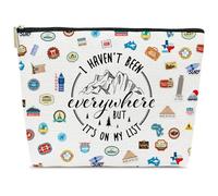 ELSGFHSU Bolsa de maquillaje de regalo para viajeros, el mejor regalo para personas que viajan, no he estado en todas partes pero está en mi lista, bolsa de cosméticos de viajero para bolso, artículos