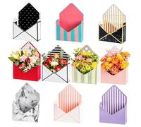 Elsjoy Juego de 10 cajas de sobres de ramo de floristería, 10 estilos, cajas de papel de regalo para bodas, fiestas, cumpleaños, día de la madre