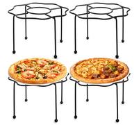 Elsjoy Juego de 4 soportes de pizza negros, soporte elevador de pizza de mesa de 10 pulgadas, estante de pizza de alambre de metal para servir, soporte de exhibición de pizza de mesa para fiestas,