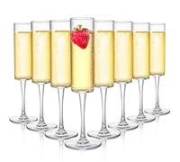Elsjoy Juego de 8 copas de champán acrílicas, copas de champán irrompibles de 6 onzas, tazas de champán reutilizables, copas de champán inastillables para bodas, fiestas, bares