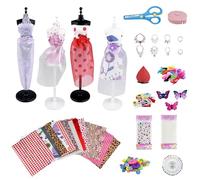 Elsrantor Kit De Manualidades de Costura, Diseña la Moda Niña, Diseño de Moda Para Niñas, Regalos Fashion Designer Creativos Juegos, con Maniquíes Cuaderno Accesorios para 6 7 8 9 10 11 Años
