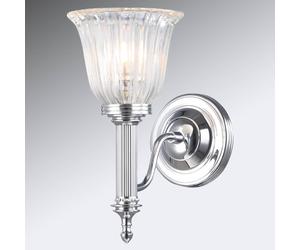 Elstead Aplique antihumedad Carroll cromo vidrio acanalado