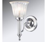 Elstead Aplique antihumedad Carroll cromo vidrio acanalado True