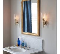 Elstead Aplique de pared LED Dryden, baño, con pantalla de cristal, IP44