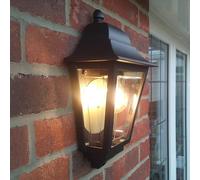 Elstead Aplique para exterior Deco Lane, negro, farol, aluminio, IP44 True