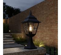 Elstead Baliza Norfolk, negro/transparente, con cristal al plomo, IP43