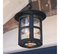 Elstead Lámpara colgante exterior Hereford, negro/transparente, IP43