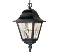 Elstead Lámpara colgante exterior Norfolk NR9, negro/transparente, IP43