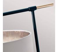 Elstead Lámpara de mesa Balance, negro/níquel, pantalla blanca True