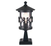 Elstead Lámpara sobremuro Hereford, negra, aluminio, cristal, altura 34 cm