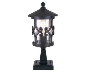 Elstead Lámpara sobremuro Hereford, negra, aluminio, cristal, altura 34 cm