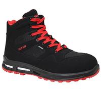ELTEN Lakers XXT Mid ESD S1PS - Zapatos de Seguridad para Hombre y Mujer, Textil, Puntera de plástico (más Ligero Que la Puntera de Acero), Ligeros, Deportivos, Talla 35, Color Negro y Rojo