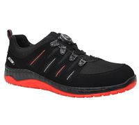 ELTEN Zapatos de Seguridad Maddox Boa Negro-Rojo Low ESD S3, Hombres, Textil, Puntera de Acero, Ligero, Deportivo, Negro/Rojo, tamaño: 44