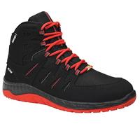 ELTEN Zapatos de Seguridad Maddox Negro-Rojo Mid ESD S3, Hombres, Textil, Puntera de Acero, Ligero, Deportivo, Negro/Rojo, tamaño: 43