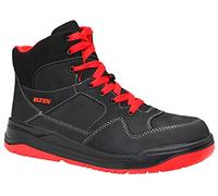 ELTEN MAVERICK - Bota de seguridad en estilo de baloncesto, piel nobuk, punta de acero, forro textil, color negro y rojo, 46, Negro