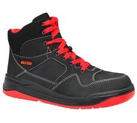 Elten Maverick - Bota de seguridad en estilo de baloncesto, piel nobuk, punta de acero, forro textil, color negro y rojo, 45, Negro