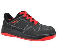 ELTEN Maverick Negro-Rojo Low ESD S3S, Zapatos de Seguridad para Hombre, Ligero, Puntera de Acero, Material Superior: Piel, Forro Interior: Textil (Transpirable), Talla 43