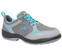 Elten Mila aqua Low ESD S1 - Zapatos de seguridad para mujer (ligeros, transpirables, microfibra/malla, sin piel, puntera de acero), 37 EU Schmal, gris