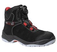 ELTEN Zapatos de seguridad TILL BOA Mid ESD S3, para mujer y hombre, piel, punta de acero, ligeros, robustos, negro/rojo, talla: 41