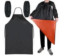 elthmpr Delantal para hombre, delantal de carnicero, delantal impermeable para hombres con 2 mangas, delantal de piel artificial, delantal negro para cocina lavavajillas, delantal de alto rendimiento
