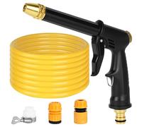 elthmpr Manguera de jardín de 5 m de 1/2 pulgadas - Juego de manguera de jardín de PVC con pistola pulverizadora de alta presión, 2 conexiones estándar y 1 conector universal, manguera antitorceduras