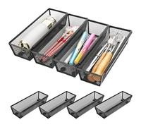 elthmpr Organizador Cubiertos para Cajon - 4 Cesta Metalica Rejilla, cajón con lados entrelazados, insertos ampliables para cubiertos, cosméticos, suministros de oficina